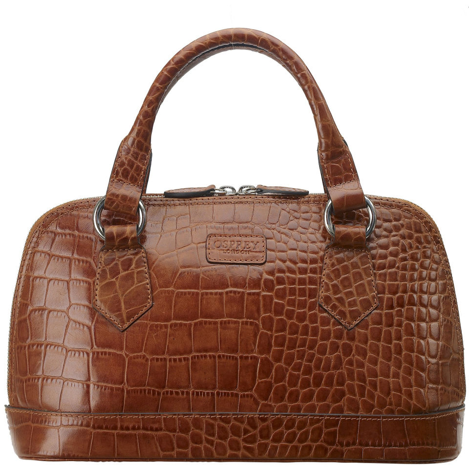 OSPREY LONDON The E W Ladybug Polished Croc Leather Grab Bag Tan