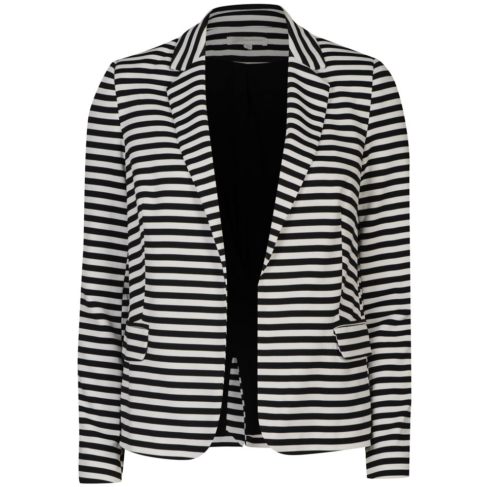 Black white striped jacket women's hot sale