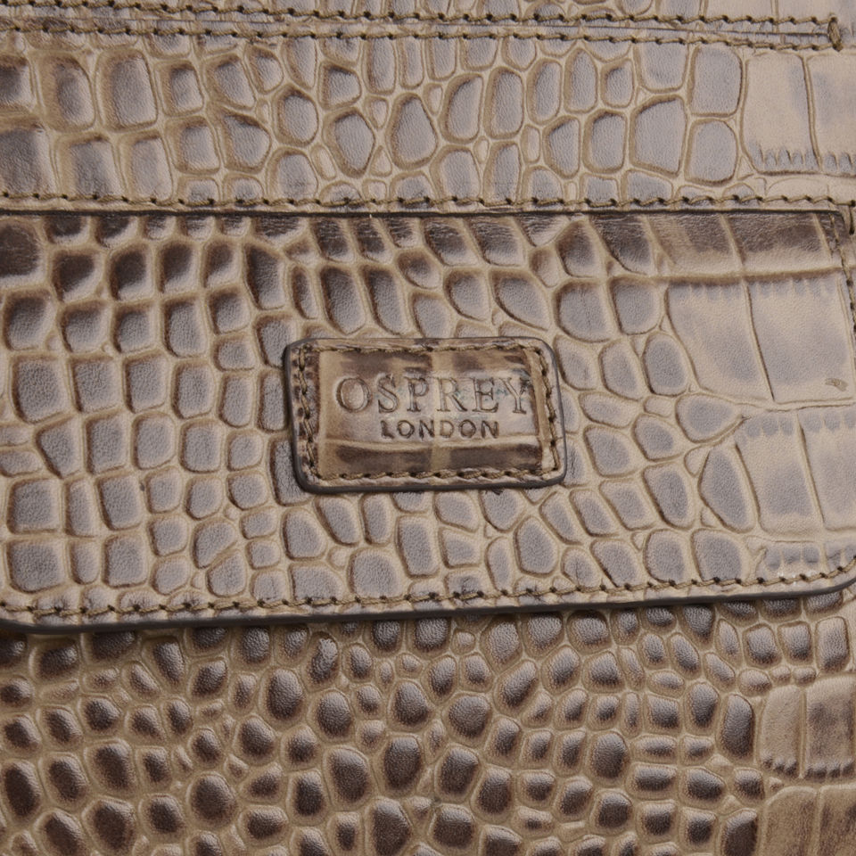 OSPREY LONDON Carapace Croc Leather Cross Body Bag - Grey