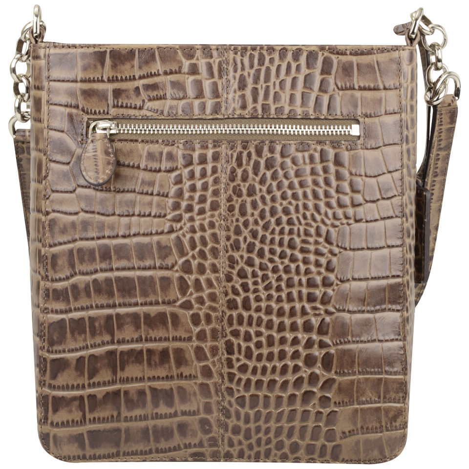 OSPREY LONDON Carapace Croc Leather Cross Body Bag - Grey
