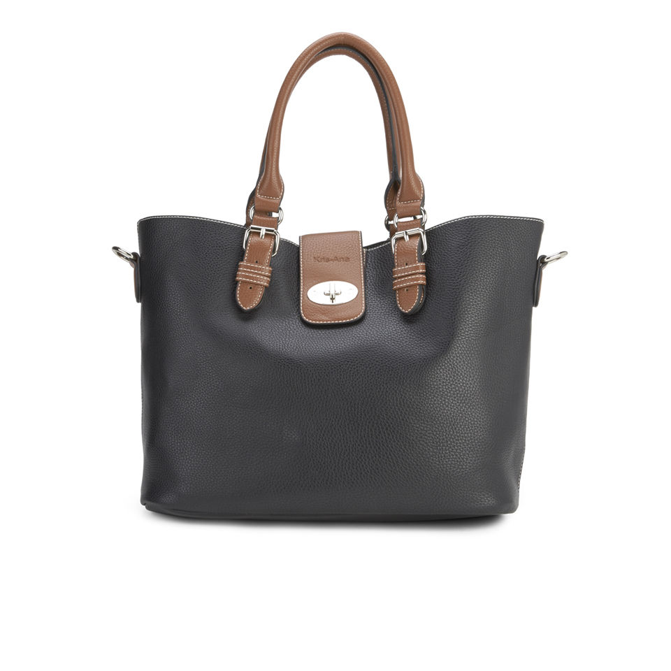 Kris Ana Classic Buckle Tote Bag Black