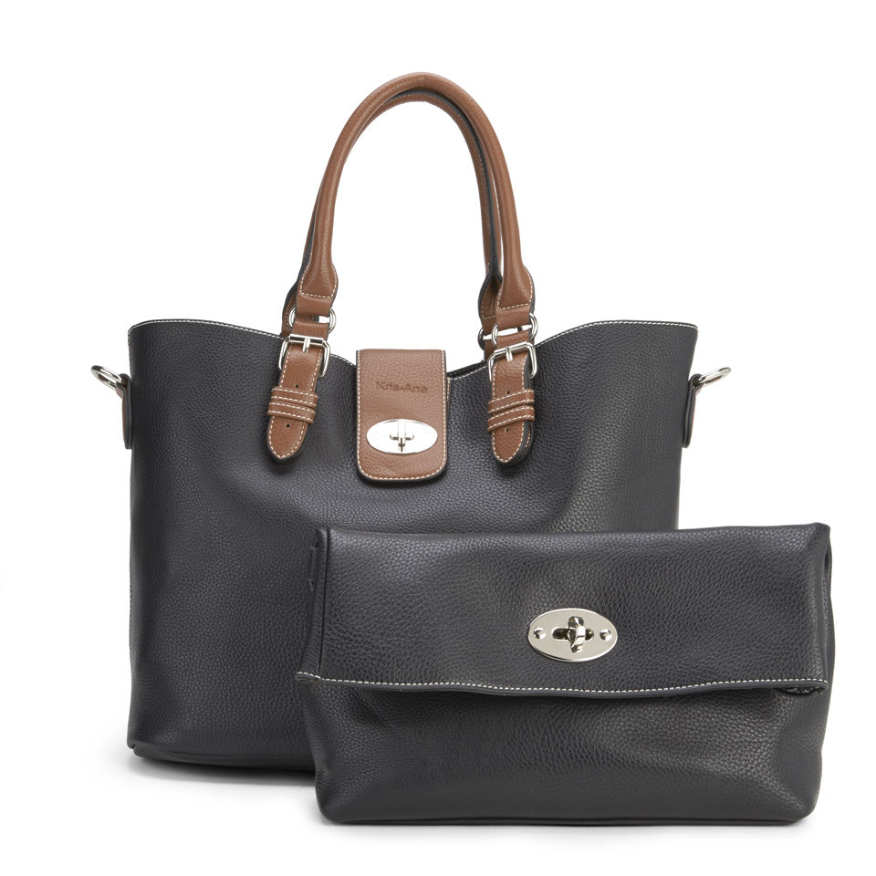 Kris-Ana Classic Buckle Tote Bag - Black