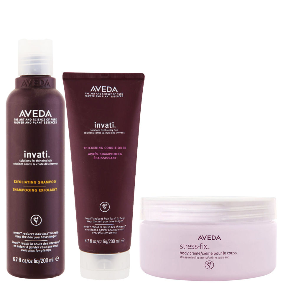 Aveda Invati Shampoo and Conditioner 200ml with Stress Fix Body Cream