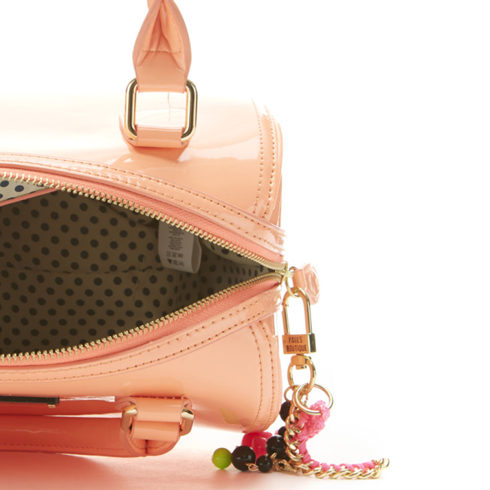 Paul's Boutique Women's Millie Block Patent Mini Bowler Bag - Coral