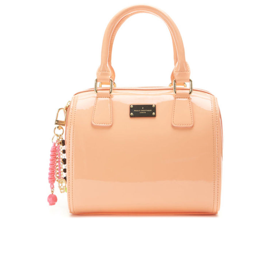 Paul's Boutique Women's Millie Block Patent Mini Bowler Bag - Coral