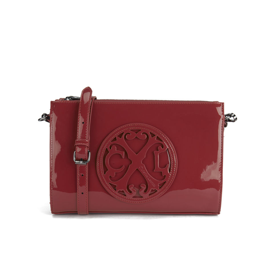 Christian Lacroix Patent Logo Clutch Bag Oxblood