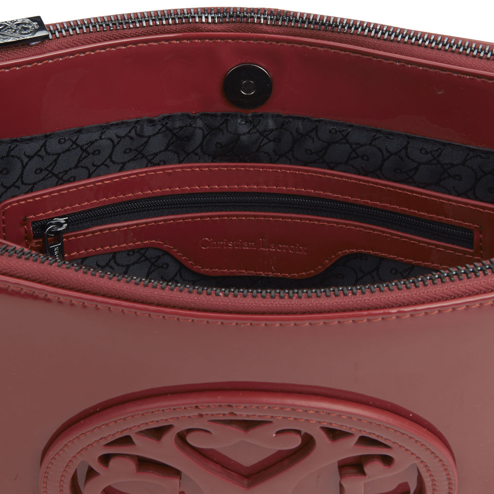 Christian Lacroix Patent Logo Clutch Bag - Oxblood