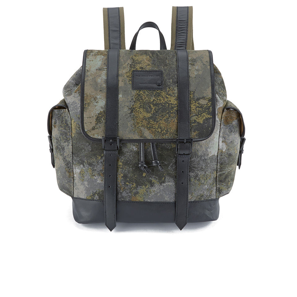 French Connection Men s Casual Canvas Backpack Camo Brown