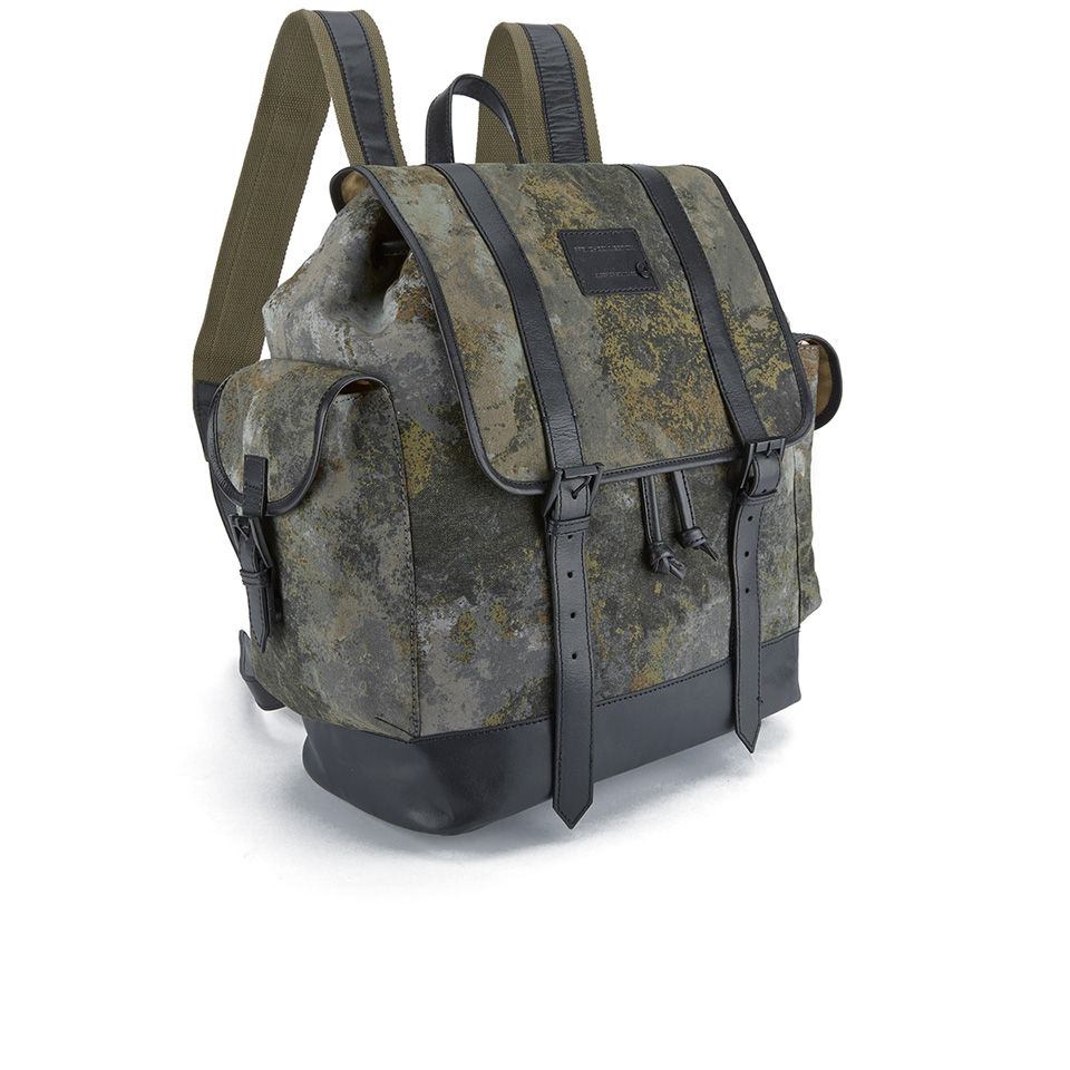 French Connection Men's Casual Canvas Backpack - Camo/Brown