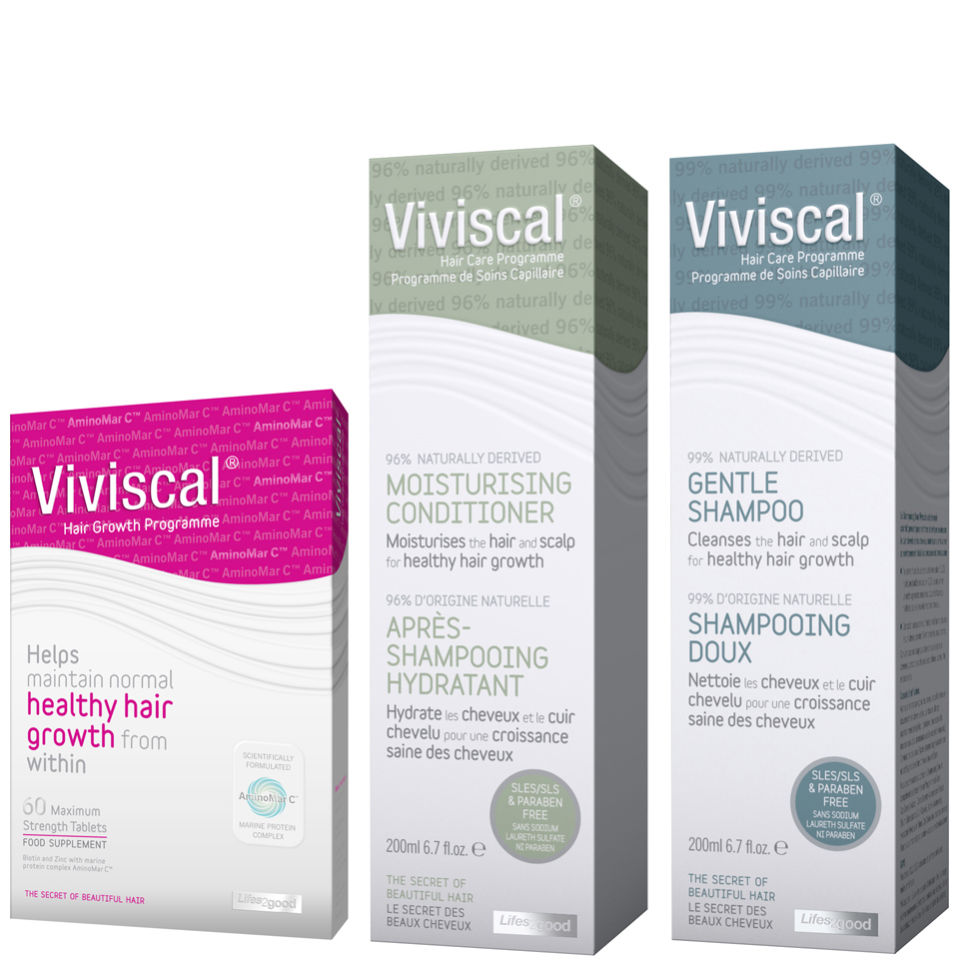Viviscal Max Hair Growth Supplements 60s, Shampoo 200ml & Conditioner 200ml (Bundle)