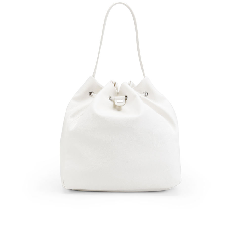 Calvin Klein Izzy Medium Drawstring Shoulder Bag - White