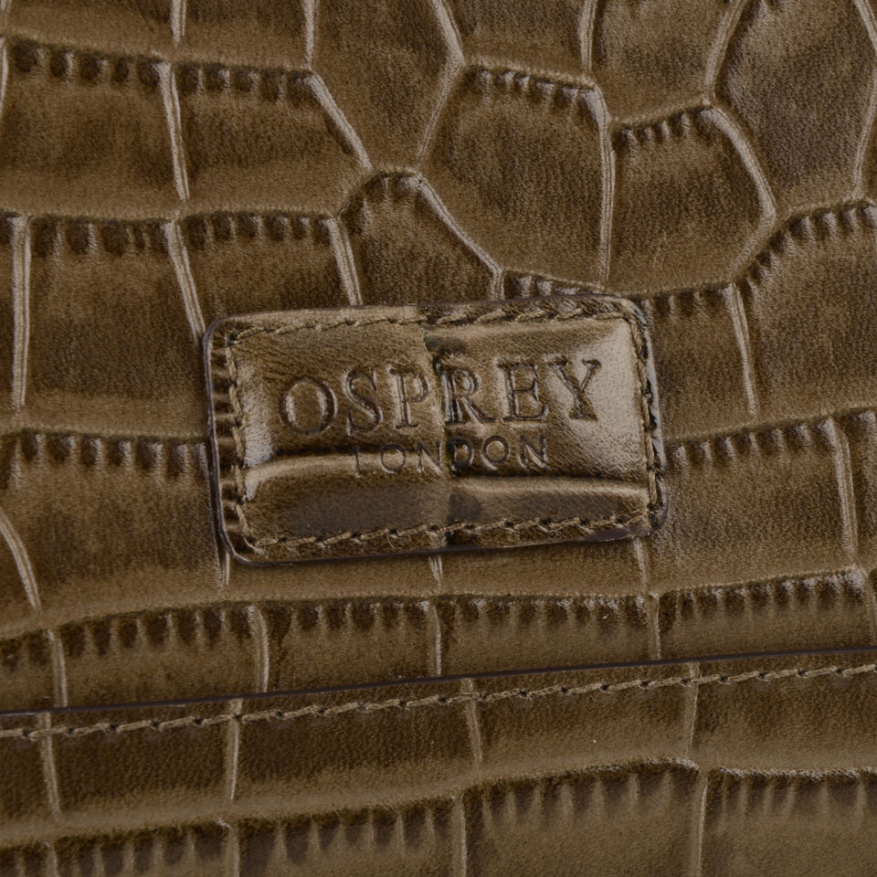 OSPREY LONDON Trader Croc Leather Tote Bag - Grey