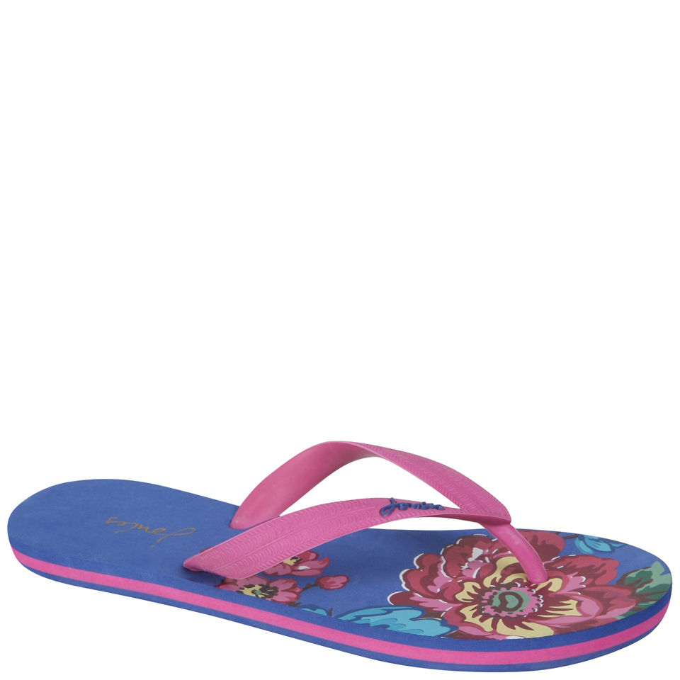 Joules Women's Jenny Flip Flops Blue Posy FREE UK Delivery Allsole