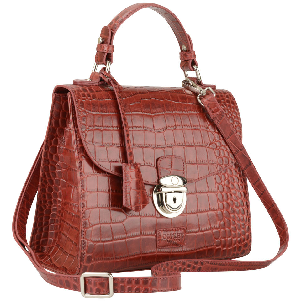 OSPREY LONDON Maudie Croc Leather Mini Bag - Oxblood