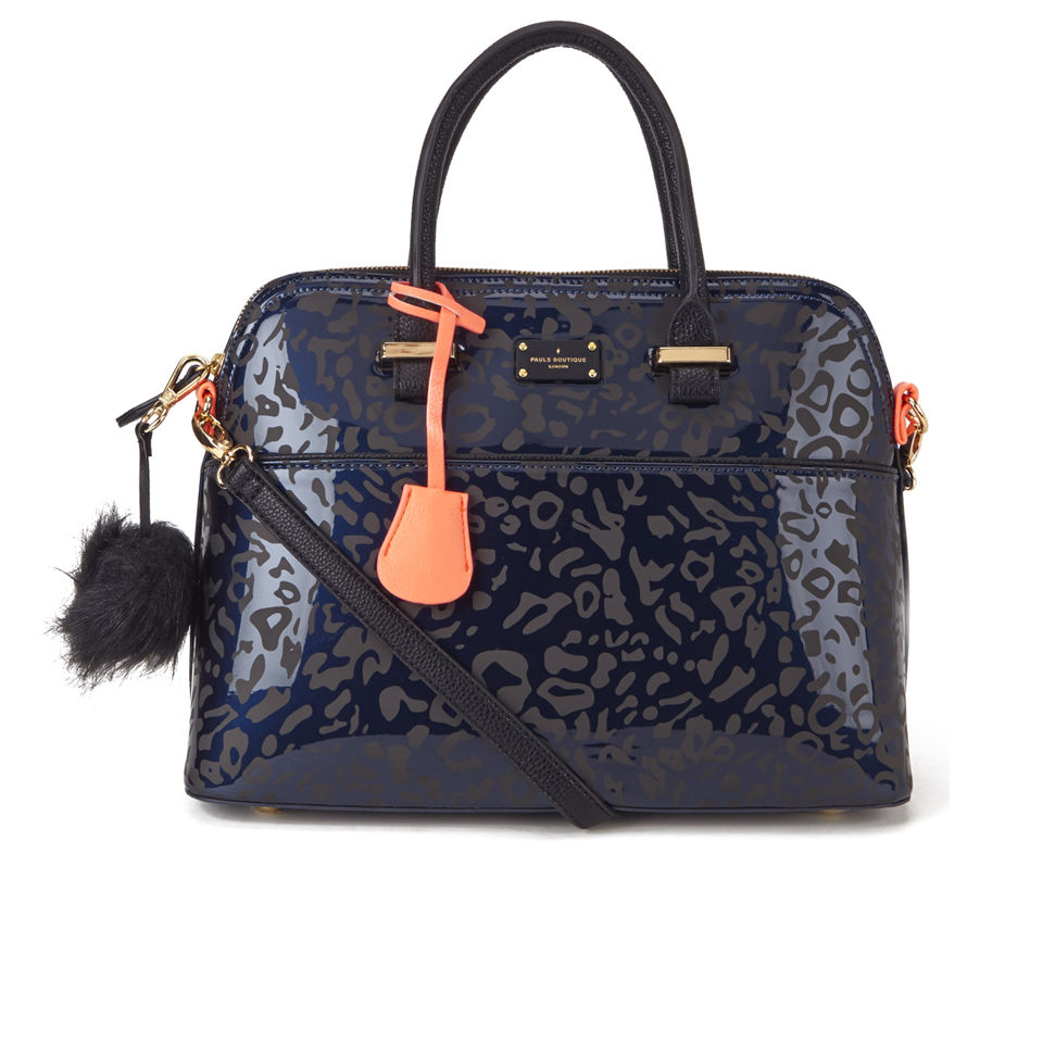 Paul's Boutique Women's Maisy Leopard Print Bowler Bag - Navy