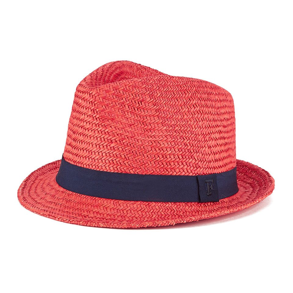 French Connection Men's Colour Pop Straw Trilby Hat - Ayers Red