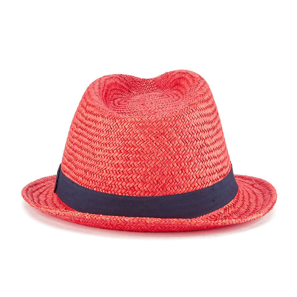 French Connection Men's Colour Pop Straw Trilby Hat - Ayers Red