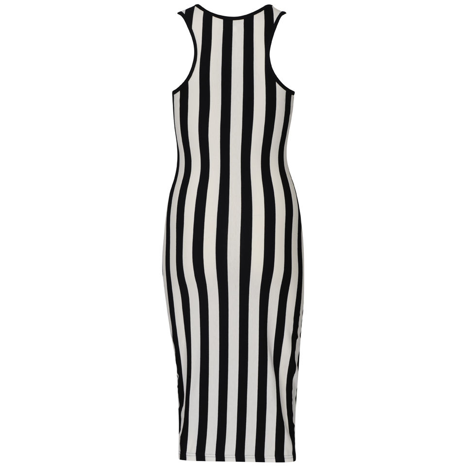 Black and white vertical striped dress sales