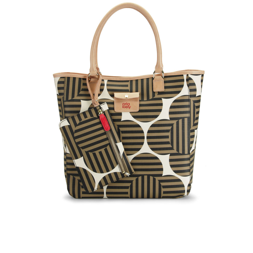 Orla Kiely Optical Flower Print Willow Tote Bag - Tortoise