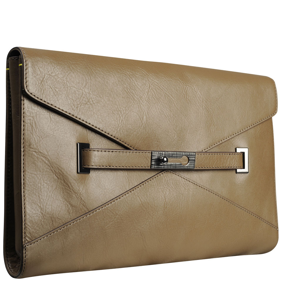 French Connection Game On Large Leather Envelope Clutch