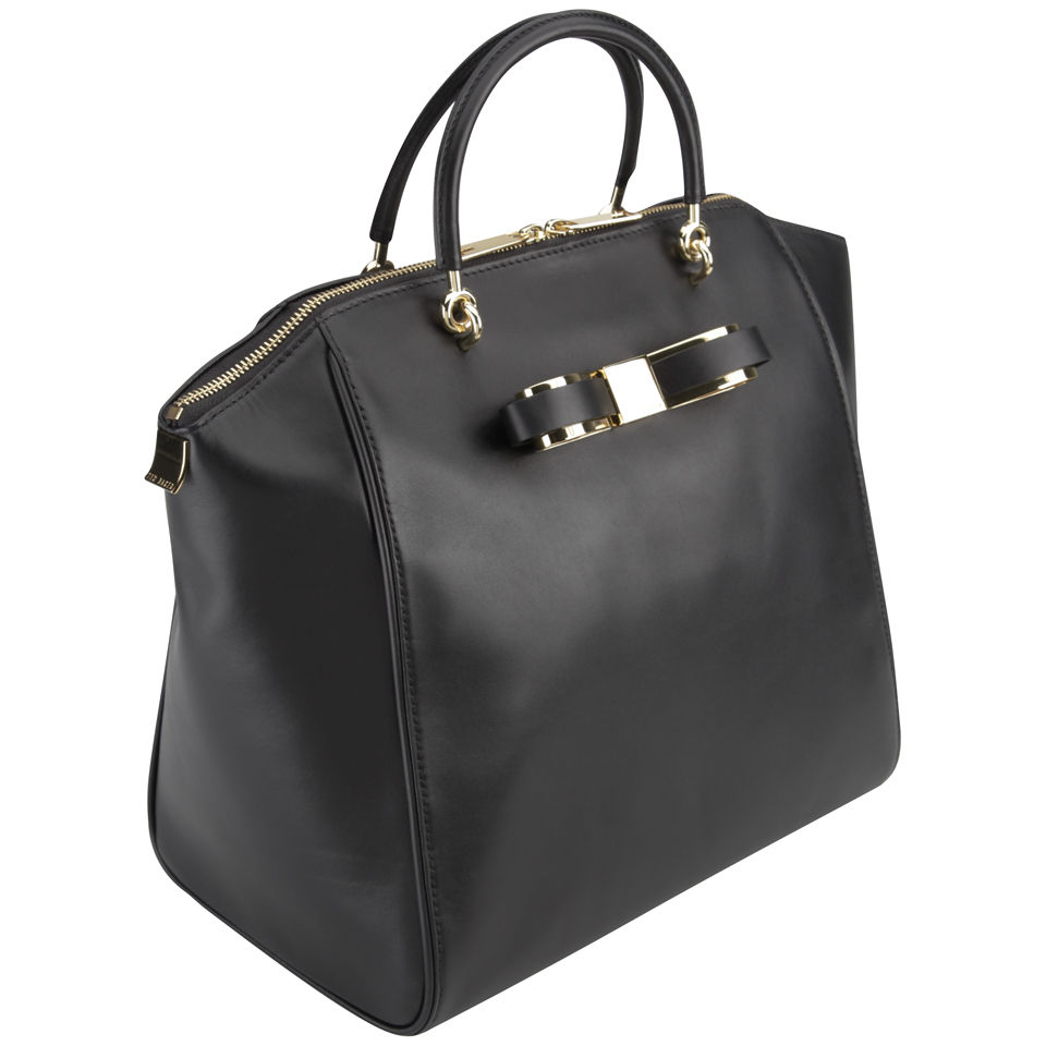 Ted Baker Barrico Slim Bow Large Leather Wing Tote Bag - Black