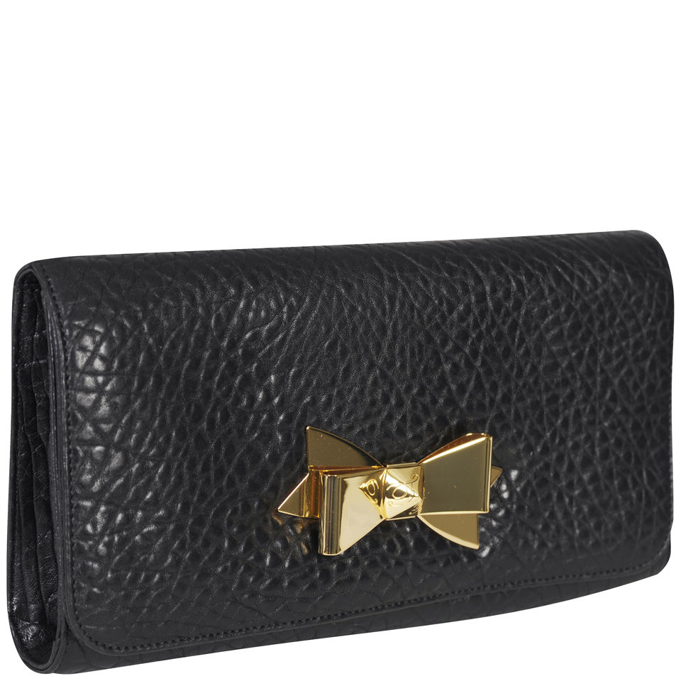 Ted Baker Women's Beechh Leather Metal Bow Clutch Black