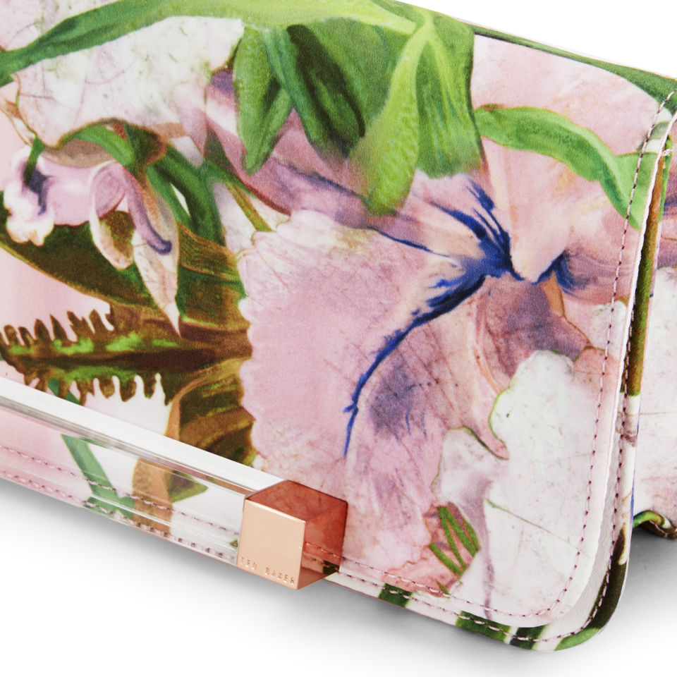 Ted Baker Salee Jungle Orchid Resin Bar Clutch Bag - Shell