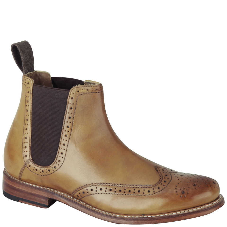 Grenson Women s Jessie Brogue Chelsea Boots Tan Allsole