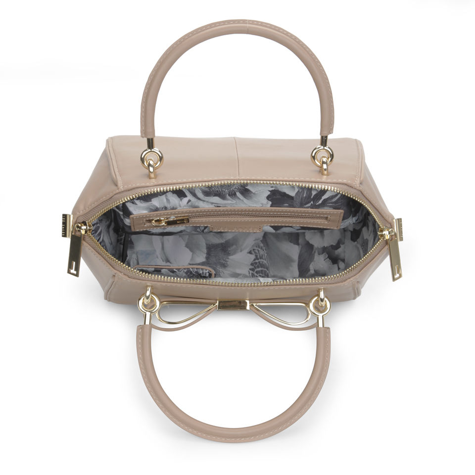 Ted Baker Bandook Slim Bow Small Leather Wing Tote Bag - Natural