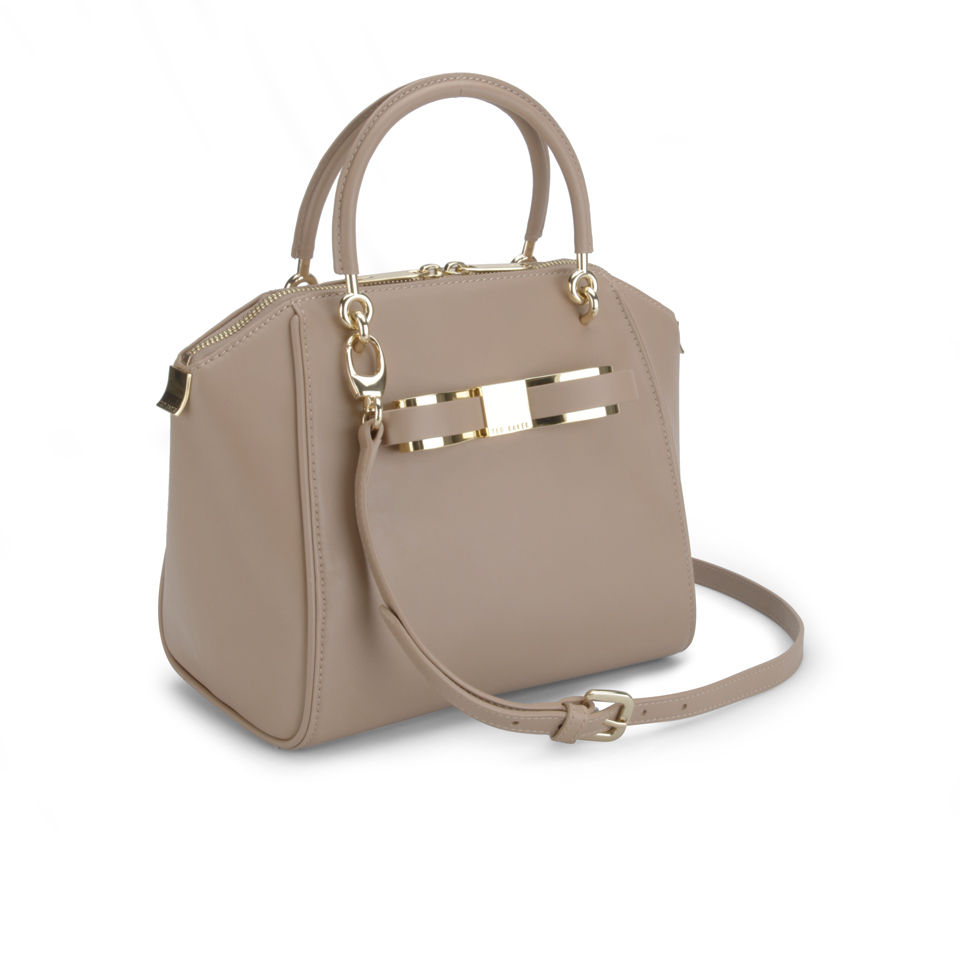 Ted Baker Bandook Slim Bow Small Leather Wing Tote Bag - Natural