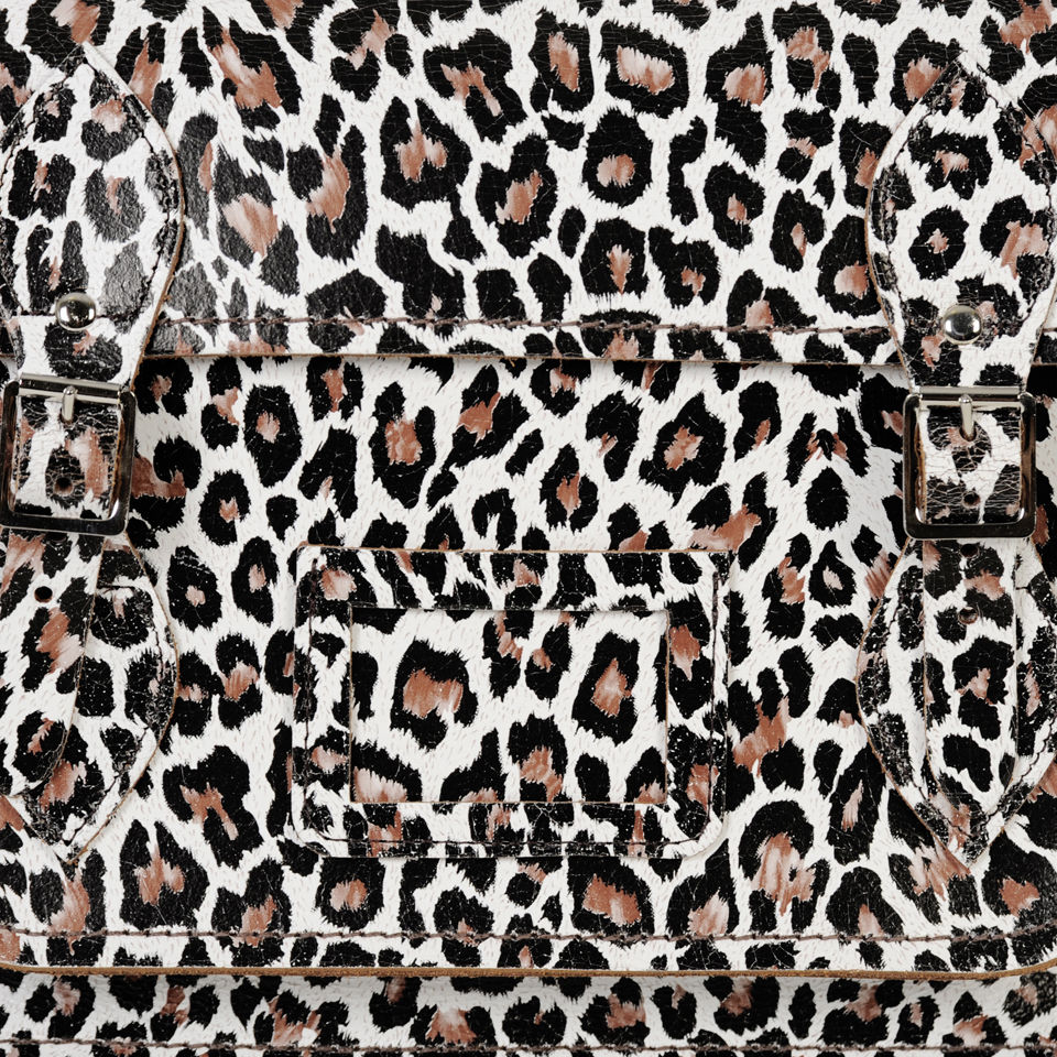 Zatchels 13 Inch Cracked Leather Satchel - Leopard