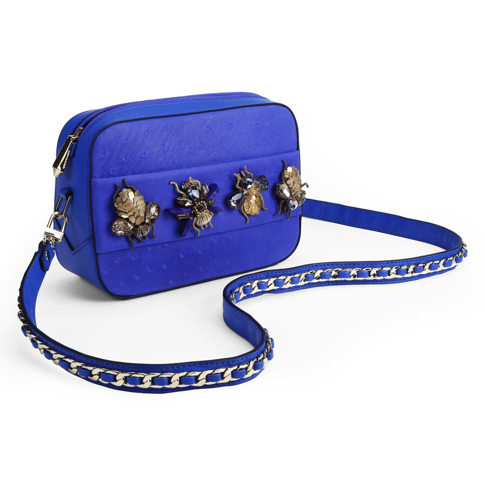 Matthew Williamson Women's Amelia Bejeweled Hand Through Leather Clutch/Cross Body Bag - Persian Blue