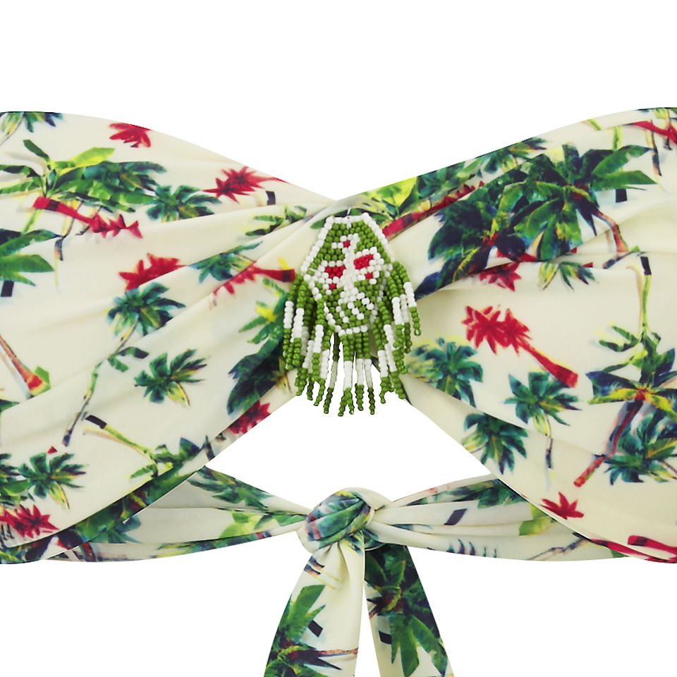 Amenapih Women's Palmeez White Bandeau Bikini - White/Multi