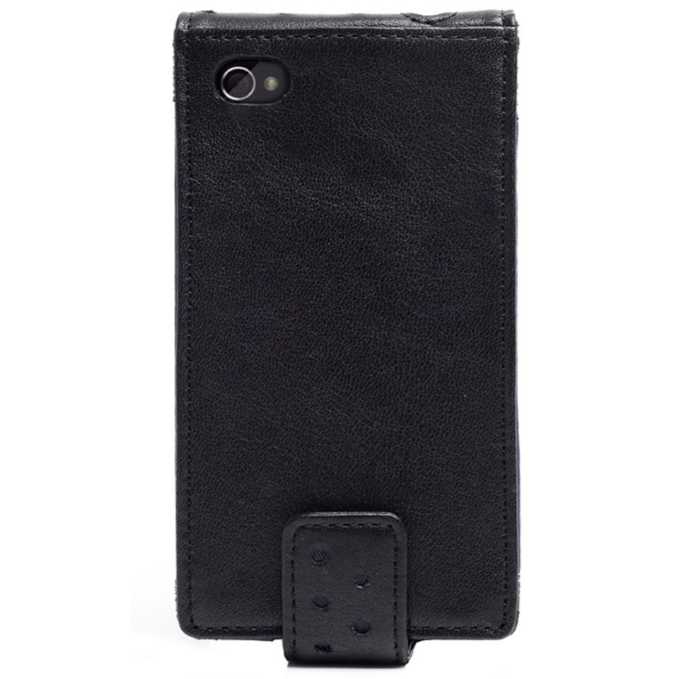 Knomo Black Leather iPhone 4 Flip Case