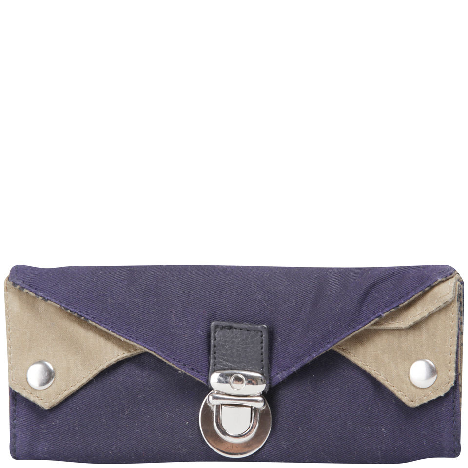 Kate Sheridan Waxed Cotton Tuck Tite Purse - Sand/Navy