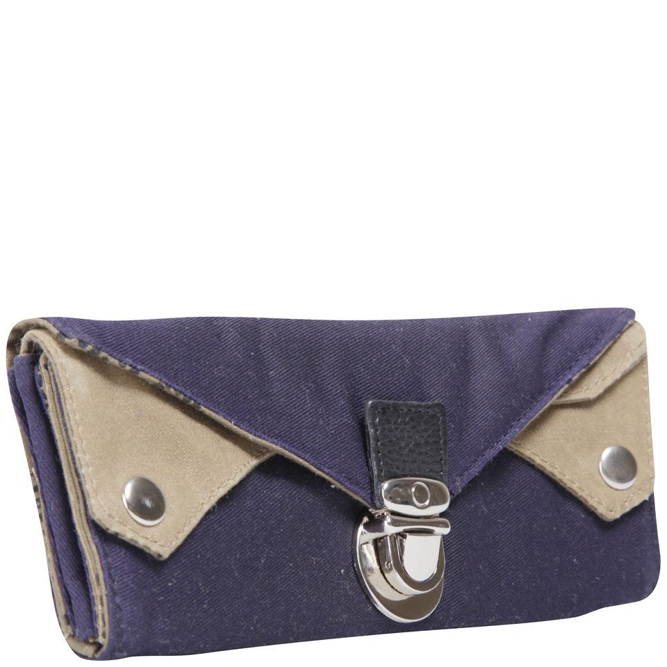 Kate Sheridan Waxed Cotton Tuck Tite Purse - Sand/Navy