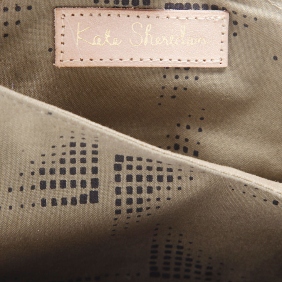 Kate Sheridan Waxed Cotton Tuck Tite Purse - Sand/Navy