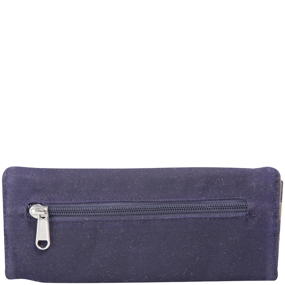 Kate Sheridan Waxed Cotton Tuck Tite Purse - Sand/Navy