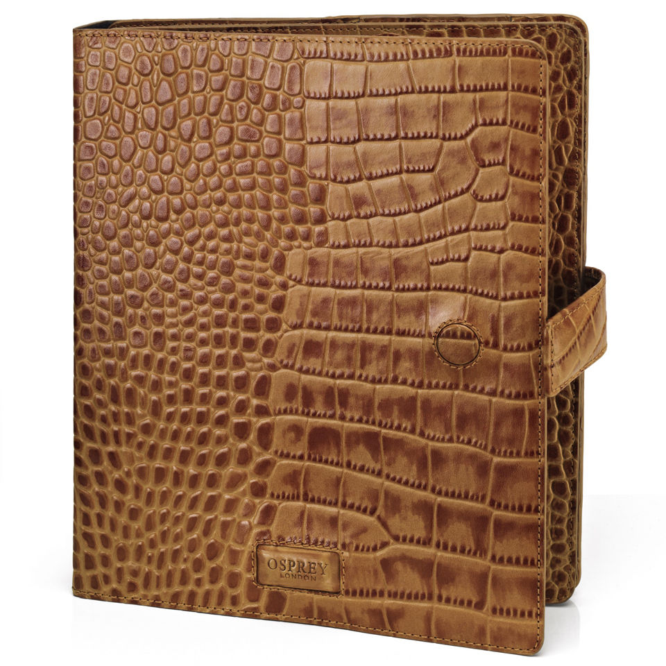 OSPREY LONDON The iPad Cover Polished Croc Leather - Tan