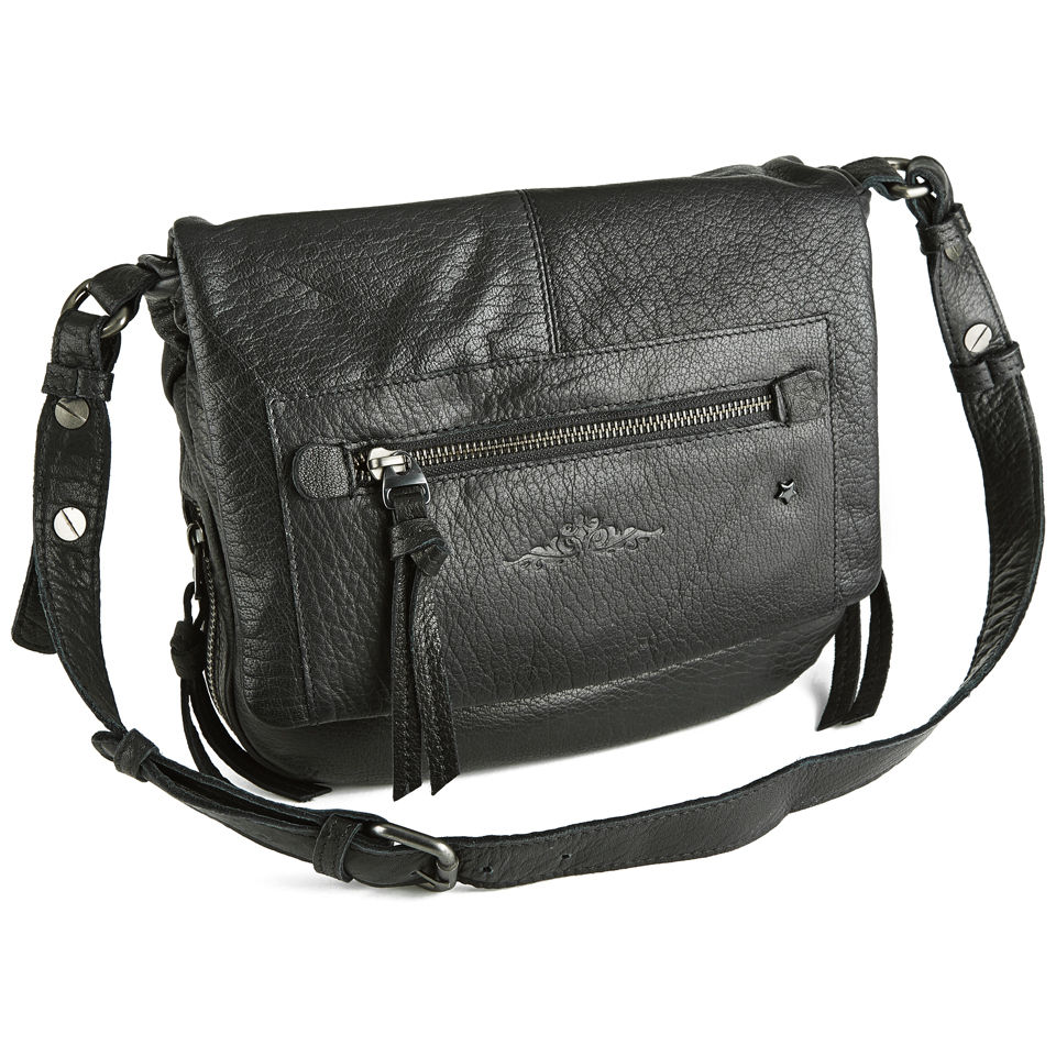 Urbancode Grudge Leather Flapover Shoulder Bag - Black