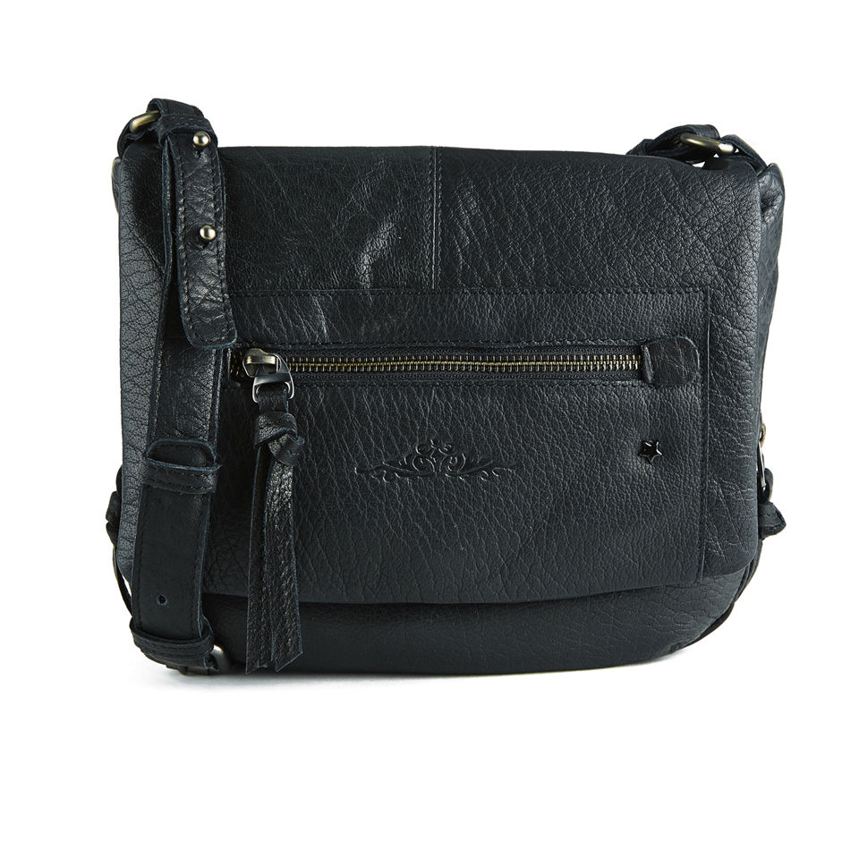 Urbancode Grudge Leather Flapover Shoulder Bag - Black