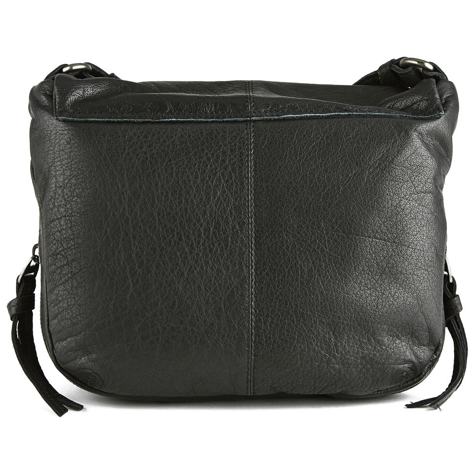 Urbancode Grudge Leather Flapover Shoulder Bag - Black