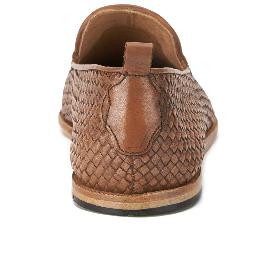 Hudson London Men s Ipanema Weave Slip on Leather Shoes Tan Coggles