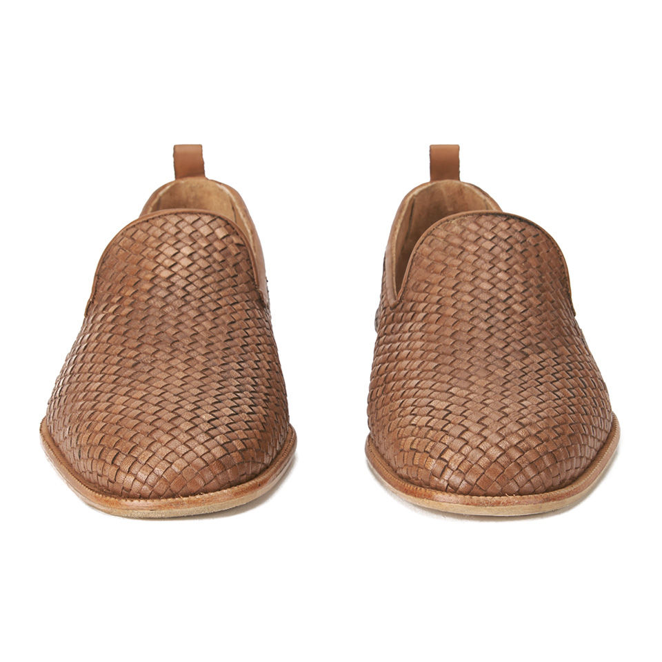 Hudson London Men s Ipanema Weave Slip on Leather Shoes Tan Coggles