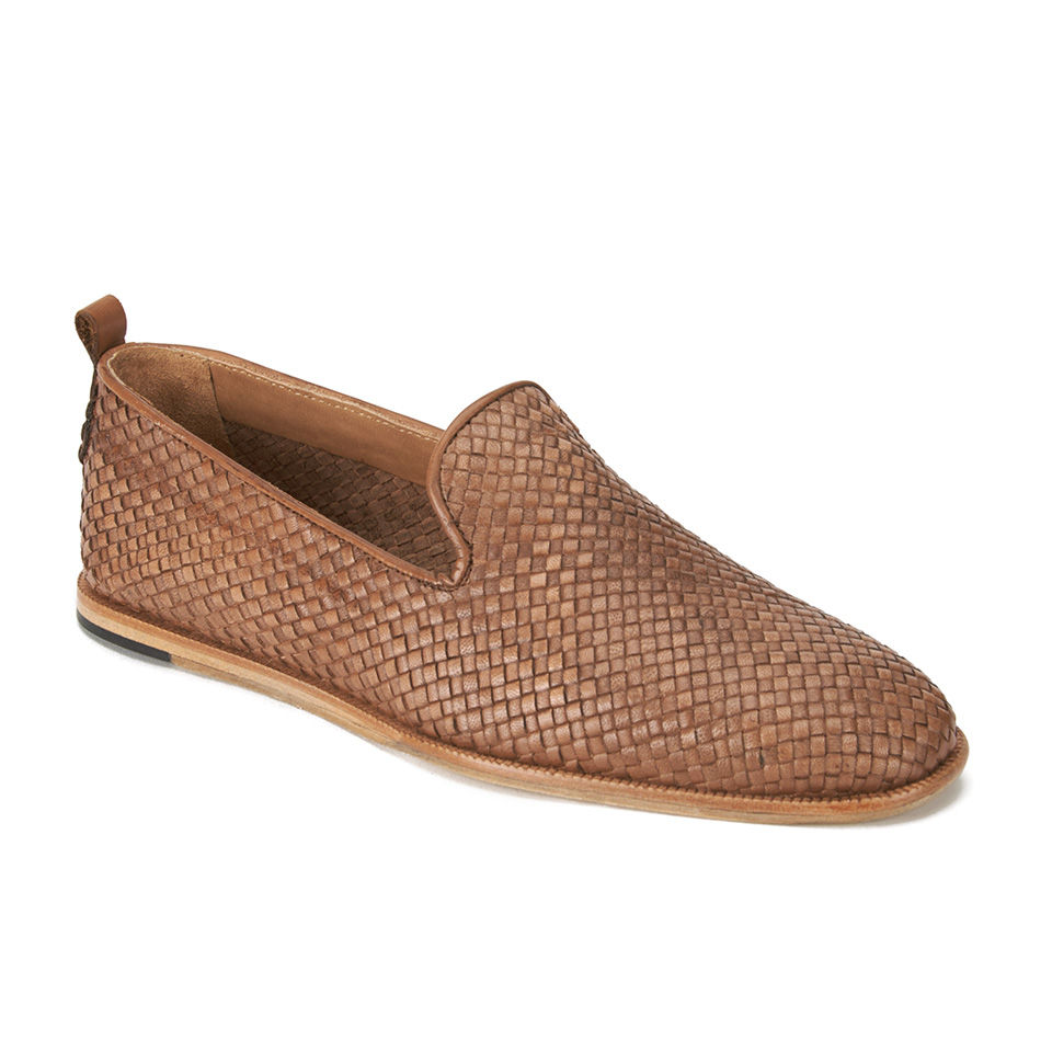Hudson London Men s Ipanema Weave Slip on Leather Shoes Tan Coggles