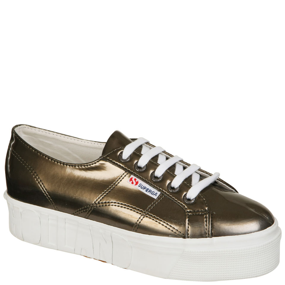 House Of Holland X Superga Women s Foxing Flatform Trainers Gold Coggles