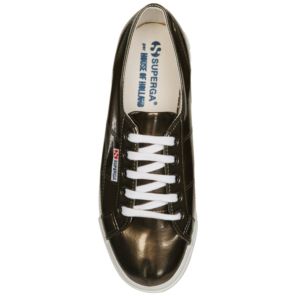 House Of Holland X Superga Women s Foxing Flatform Trainers Gold