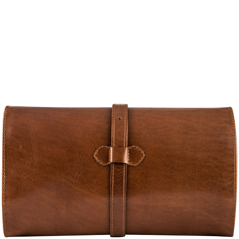 Daines & Hathaway Military Wet Pack Leather Wash Bag - Brooklyn Brown