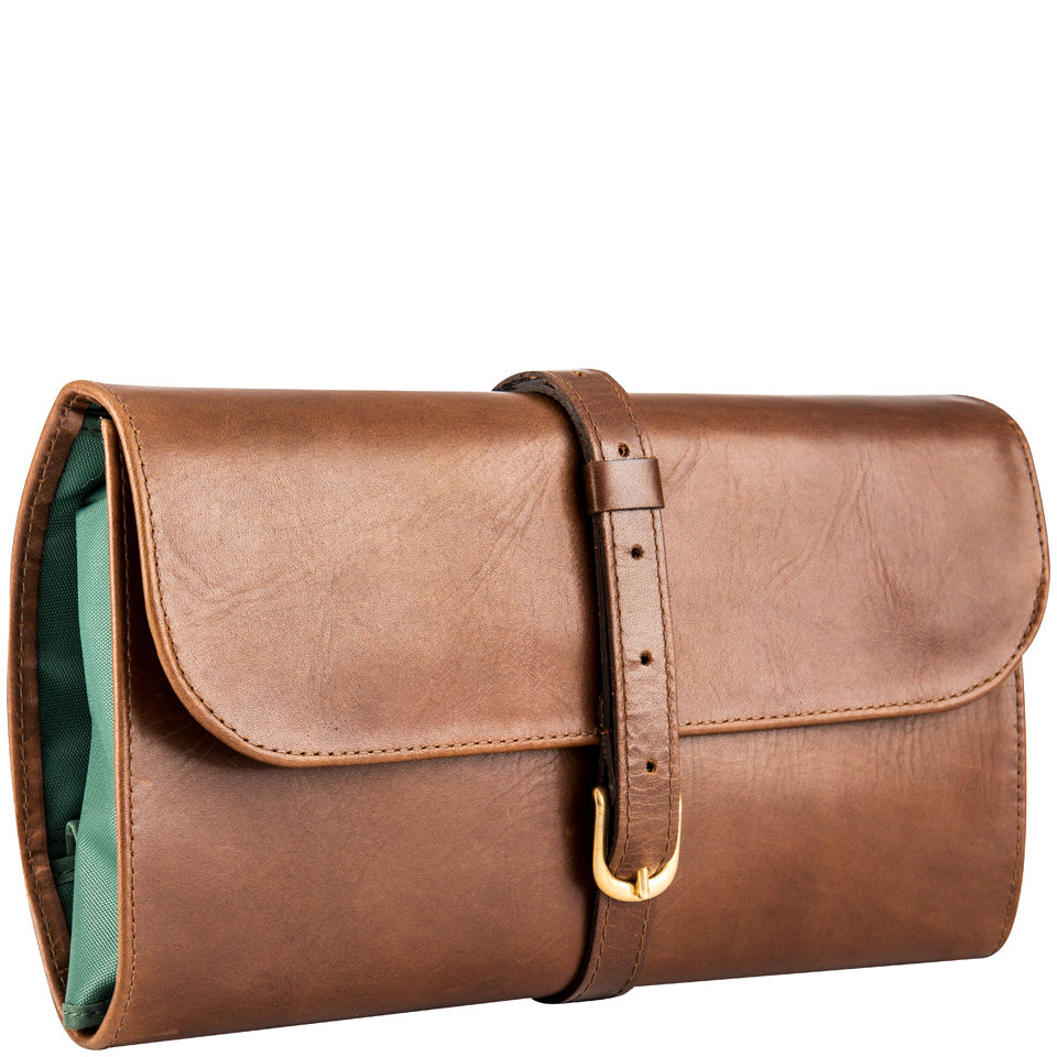 Daines & Hathaway Military Wet Pack Leather Wash Bag - Brooklyn Brown