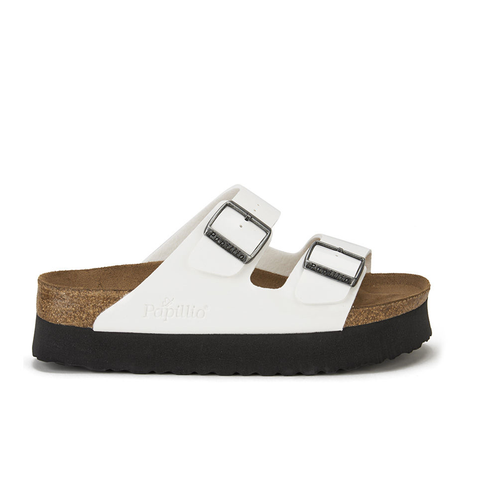 Birkenstock Papillio Women s Arizona Slim Fit Patent Double Strap Platform Sandals White Patent Allsole